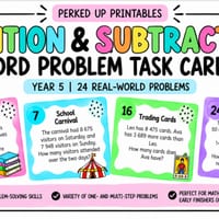 Year 5 Addition and Subtraction Word Problems | 24 Maths Task Cards + Answers